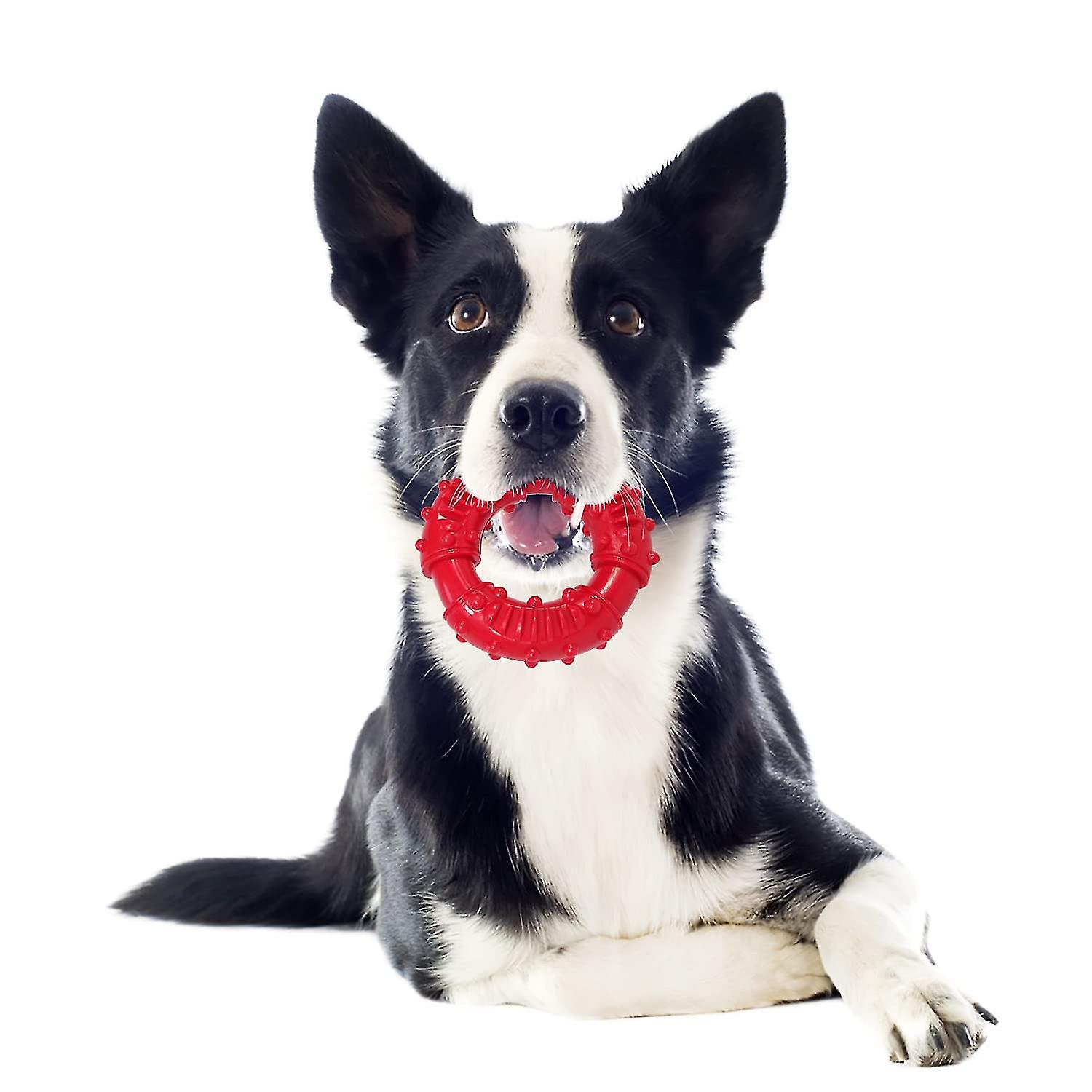 Chew Ring， Dog Chew Toys For Aggressive Dogs， Indestructible Rubber Dog Toys For S， Medium And Lar Dogs-chew， And Retrieve (red)