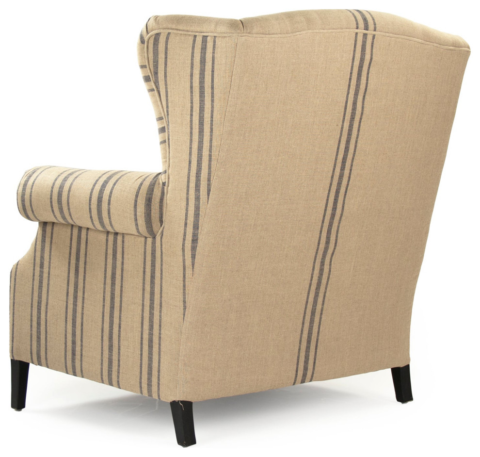 Napoleon Half Wingback Chair   Farmhouse   Armchairs And Accent Chairs   by Hudson Home Decor  Houzz