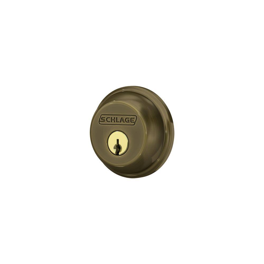 Schlage B60 Series Antique Brass Single Cylinder Deadbolt Certified Highest for Security and Durability B60.N.G.609