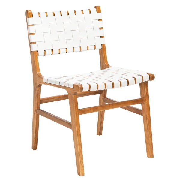 SAFAVIEH Taika White Woven Leather Dining Chair