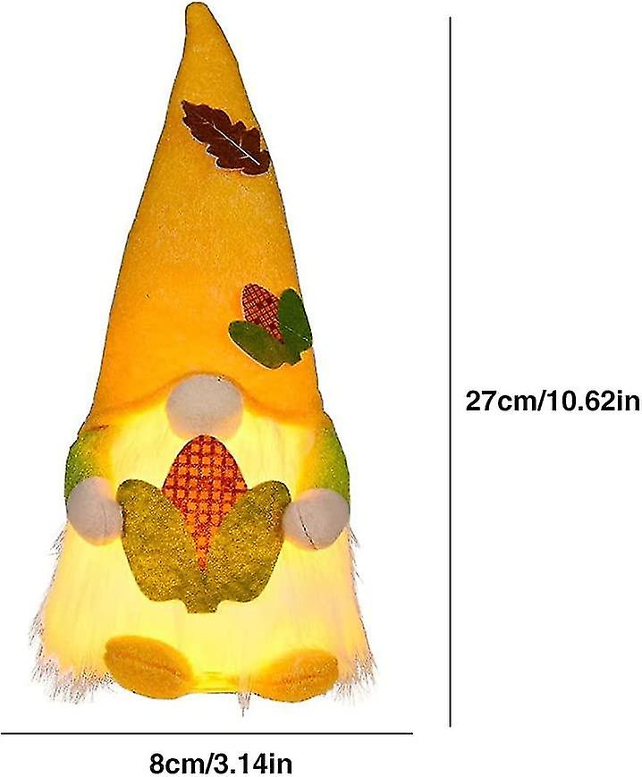 Thanksgiving Gnome Plush Decorations Autumn Dwarf With Led Gnome Plush Toy With Soft Led Thanksgiving Gnome Plush Decorations For Halloween Party Yell