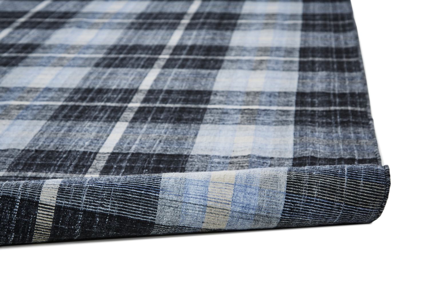 Jens Hand Woven Black and Blue Rug by BD Fine