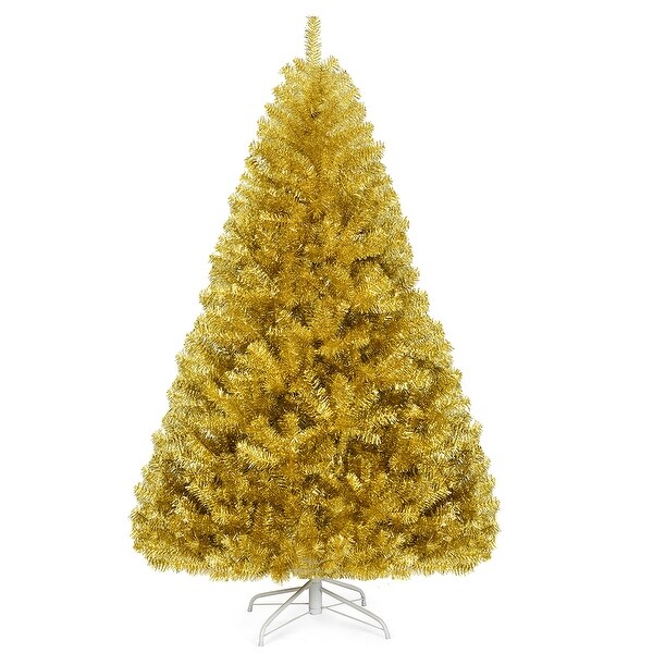 Costway 6ft Artificial Tinsel Christmas Tree Hinged w/1036 Tips