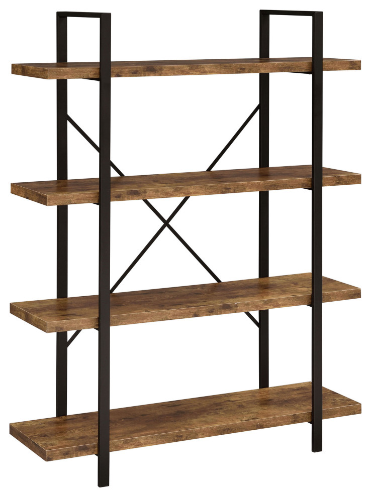 Cole 4 Shelf Bookcase Antique Nutmeg and Black   Modern   Bookcases   by Modon  Houzz