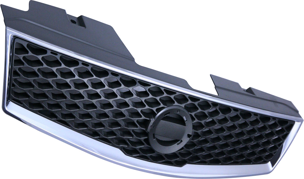 Grille Assembly Compatible With 2007-2012 Nissan Sentra Chrome Shell with Painted Dark Gray Insert