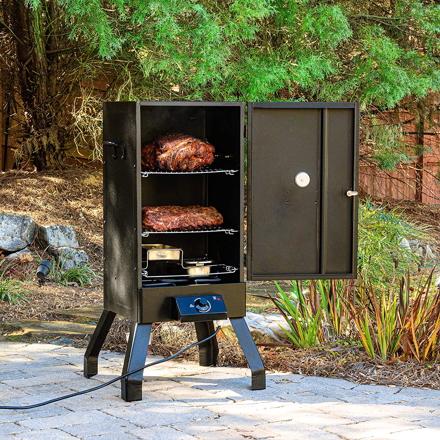 Masterbuilt MB20077618 Analog Electric Smoker with 2 Smoking Racks， 30 inch， Black