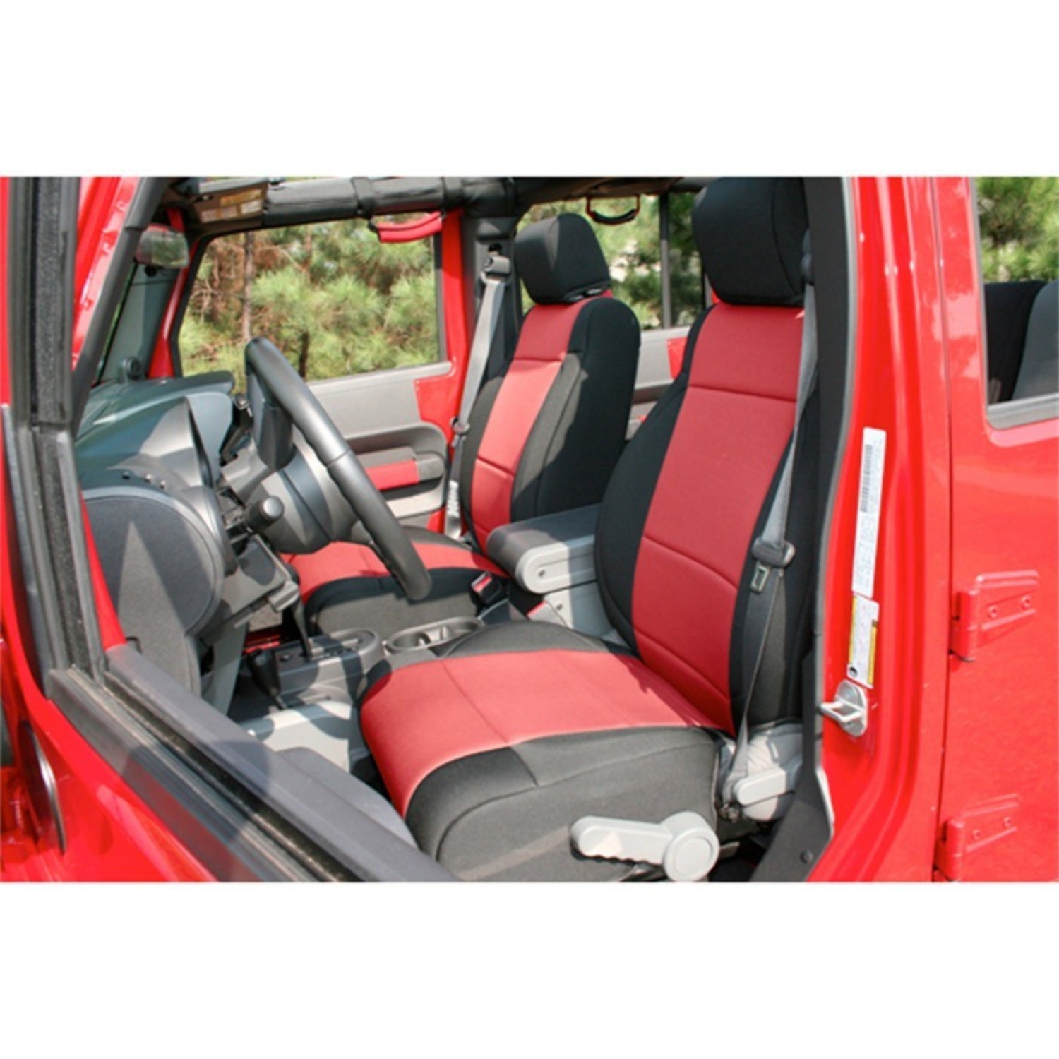 Rugged Ridge 13215.53 Seat Cover Kit， Front， Neoprene， Black/Red; 11-18 Jeep Wrangler