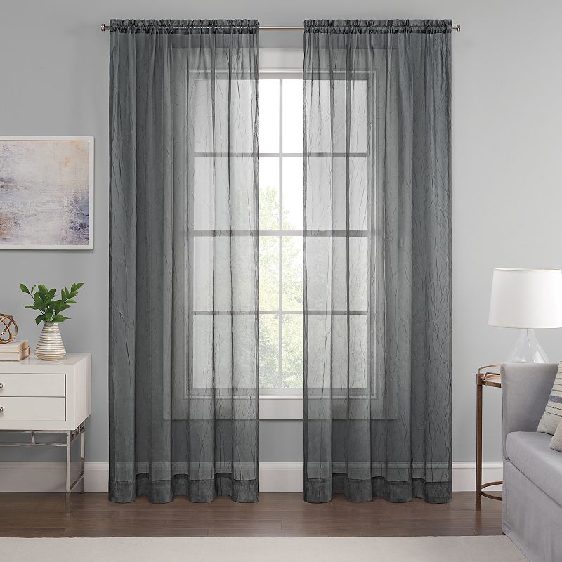 eclipse Emina Crushed Sheer Voile Rod Pocket Window Curtain Panel