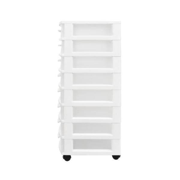 MQ 8-Drawer Resin Rolling Storage Cart in White and Clear 450-WHT