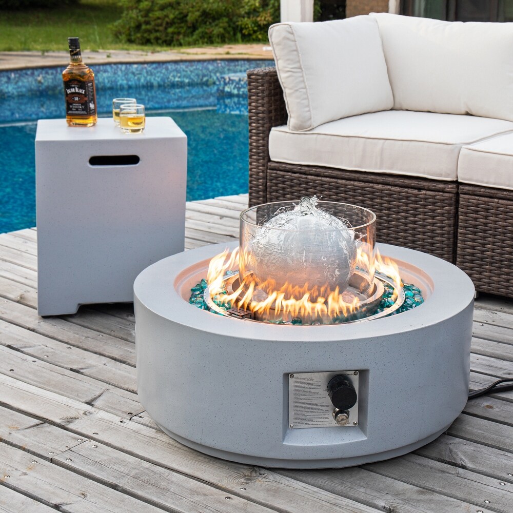 COSIEST Outdoor Patio Fire and Water Fountain Table with Tank Table