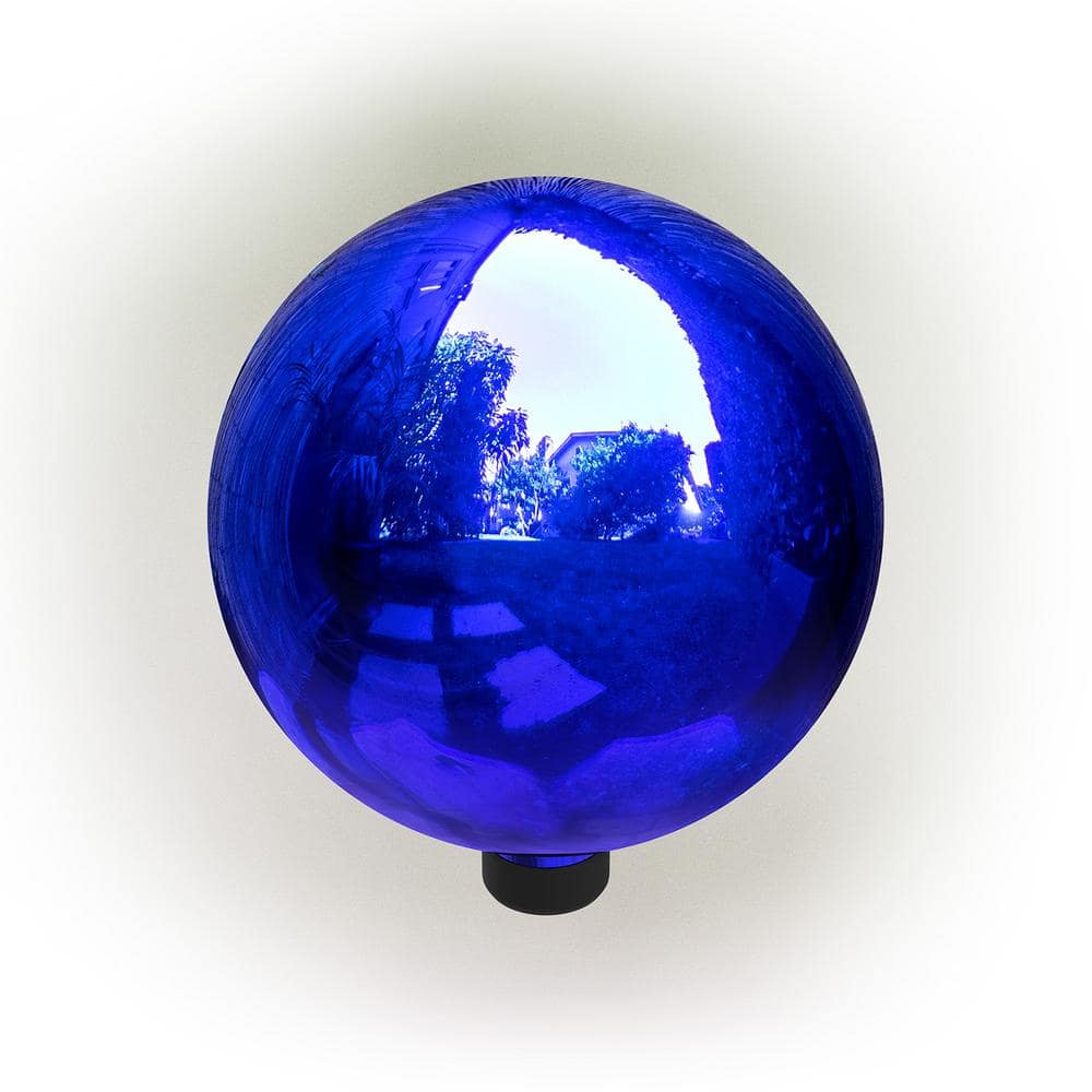 Alpine Corporation 10 in. Dia Indoor/Outdoor Glass Gazing Globe Festive Yard Decor, Blue GLB292BL