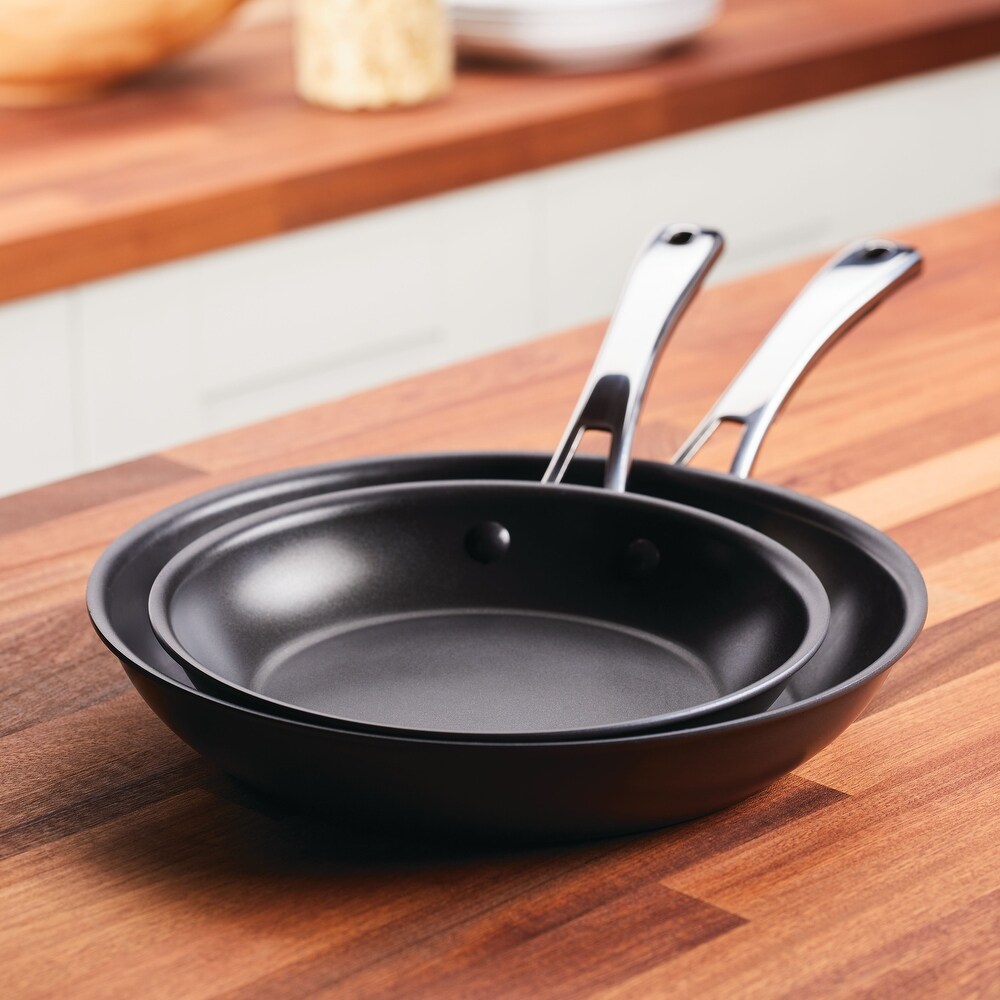 Rachael Ray Cook + Create Hard Anodized Nonstick Frying Pan Set  2 Piece  Black