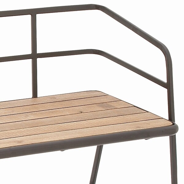 Black Metal Bench with Wood Seat