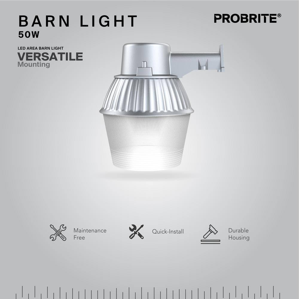 PROBRITE 50W High-Performance Standard LED Bulb Gray Outdoor Dusk to Dawn Area and Flood Light LED50-PC-GR