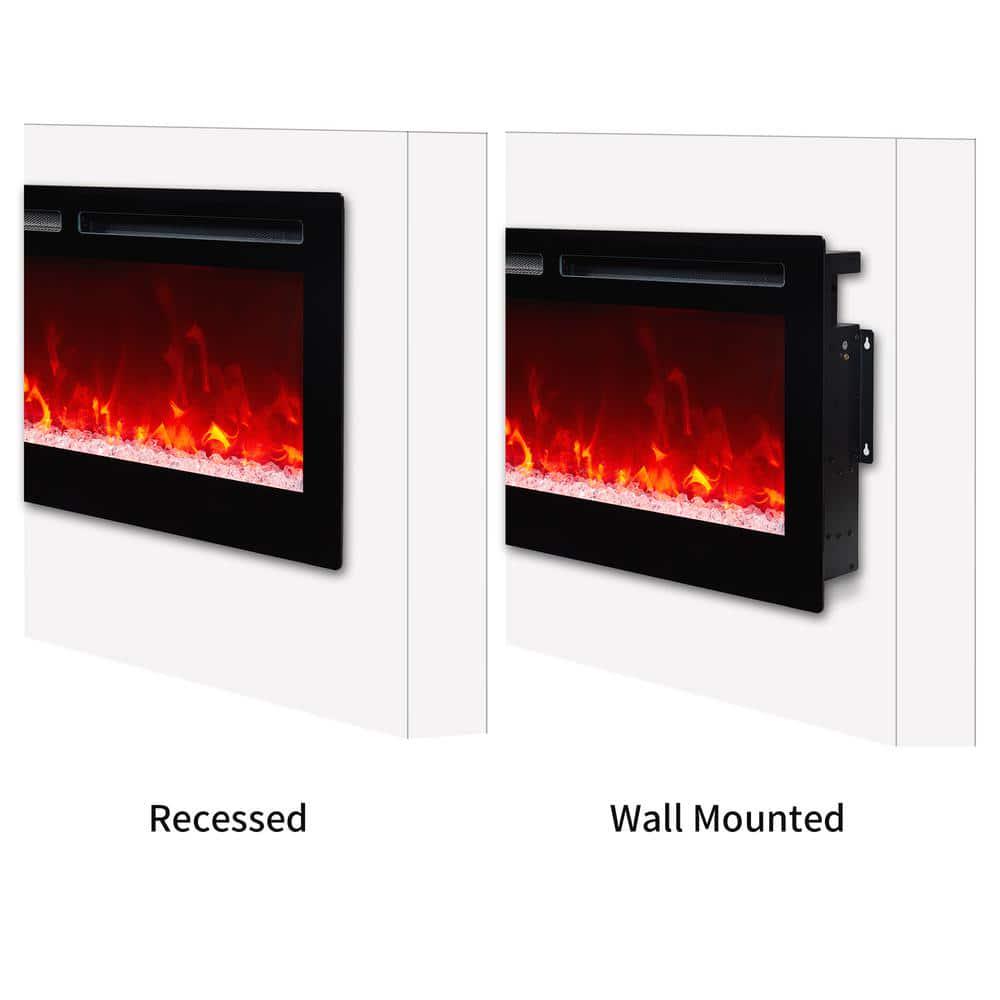 EDYO LIVING 72 in Wall Mount and Recessed Electric Fireplace in Black