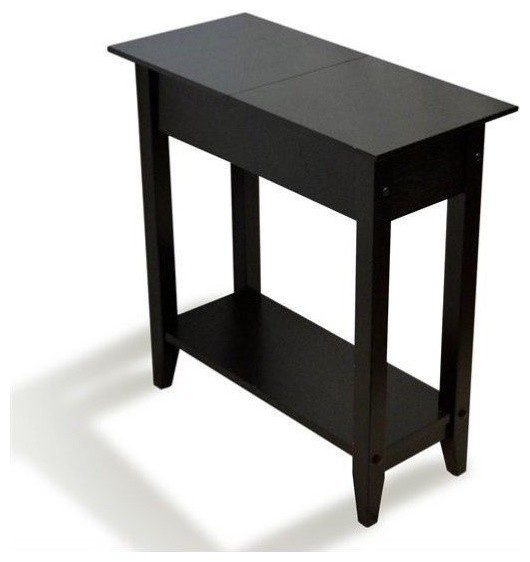 Pemberly Row Flip Top End Table   Black   Transitional   Side Tables And End Tables   by Homesquare  Houzz