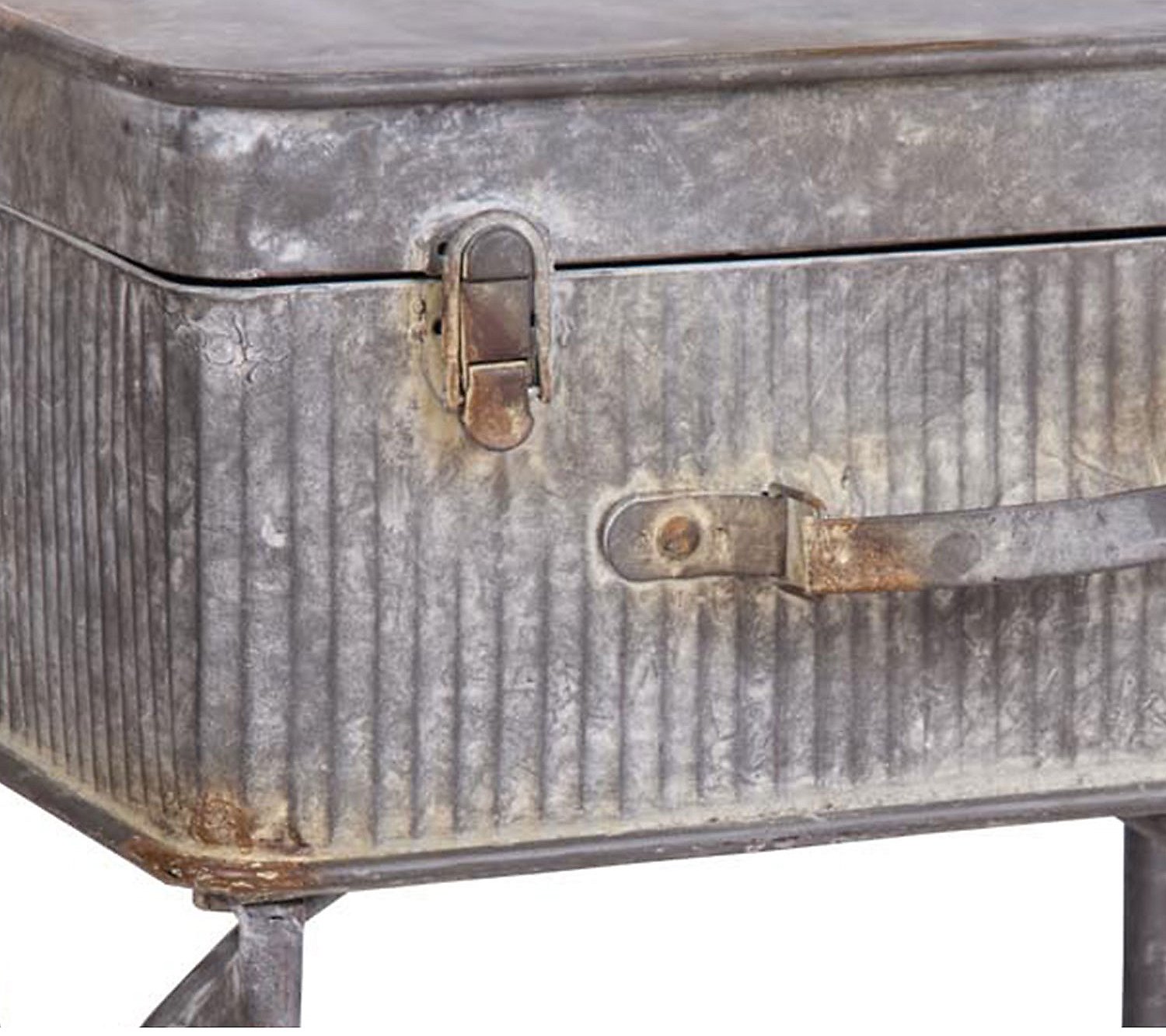 Foreside Home and Garden Distressed Metal Suitcase Side Table