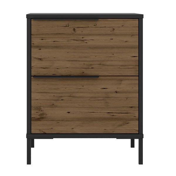 Wood and Metal Office Accent Storage Cabinet with 2 Drawers - - 37316413