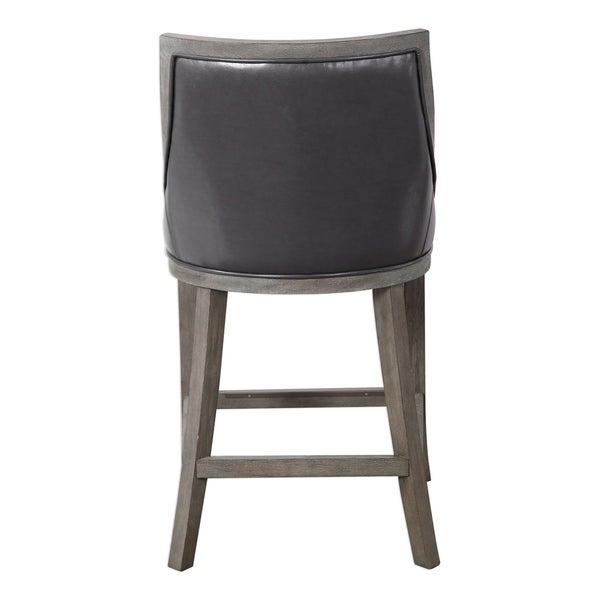 Uttermost Elowen Weathered Charcoal Brown Leather Counter Stool