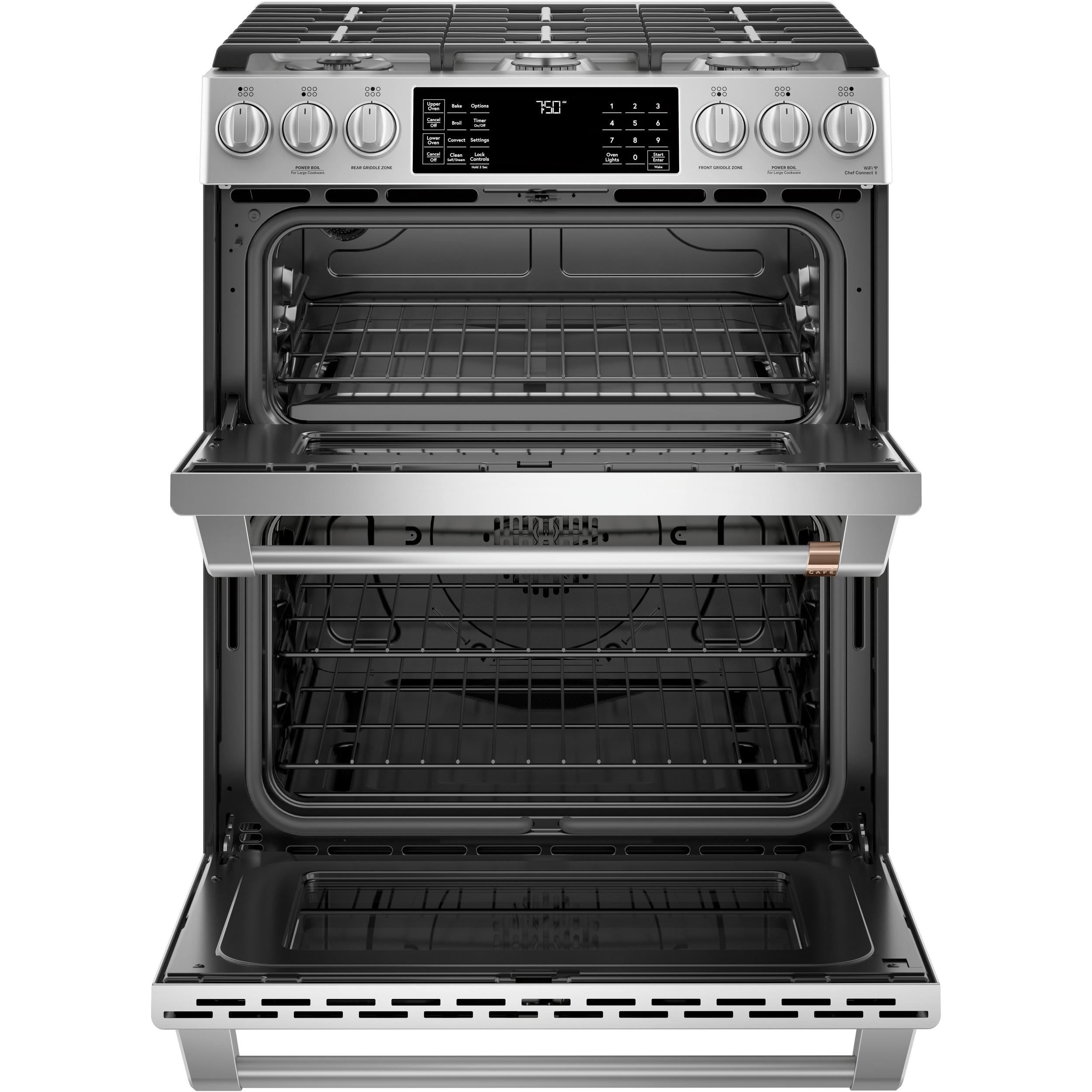 Caf¨¦ 30-inch Slide-in Gas Double Oven Range with Convection Technology CCGS750P2MS1