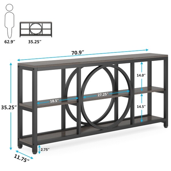 Sofa Console Table， 3 Tiers Industrial Narrow Long Sofa Table