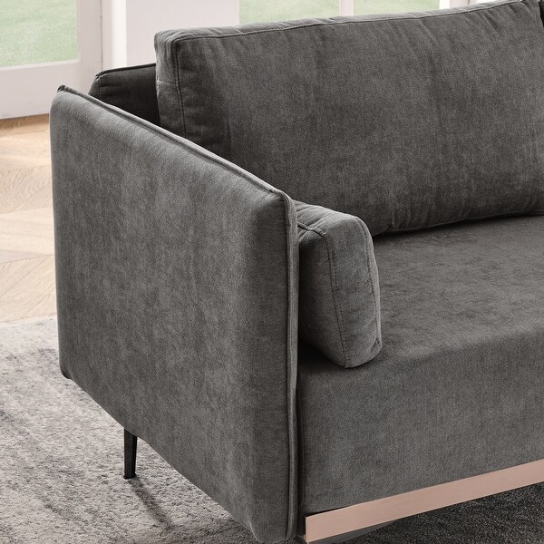 Modern Sofa 3Seat Couch with Stainless Steel Trim