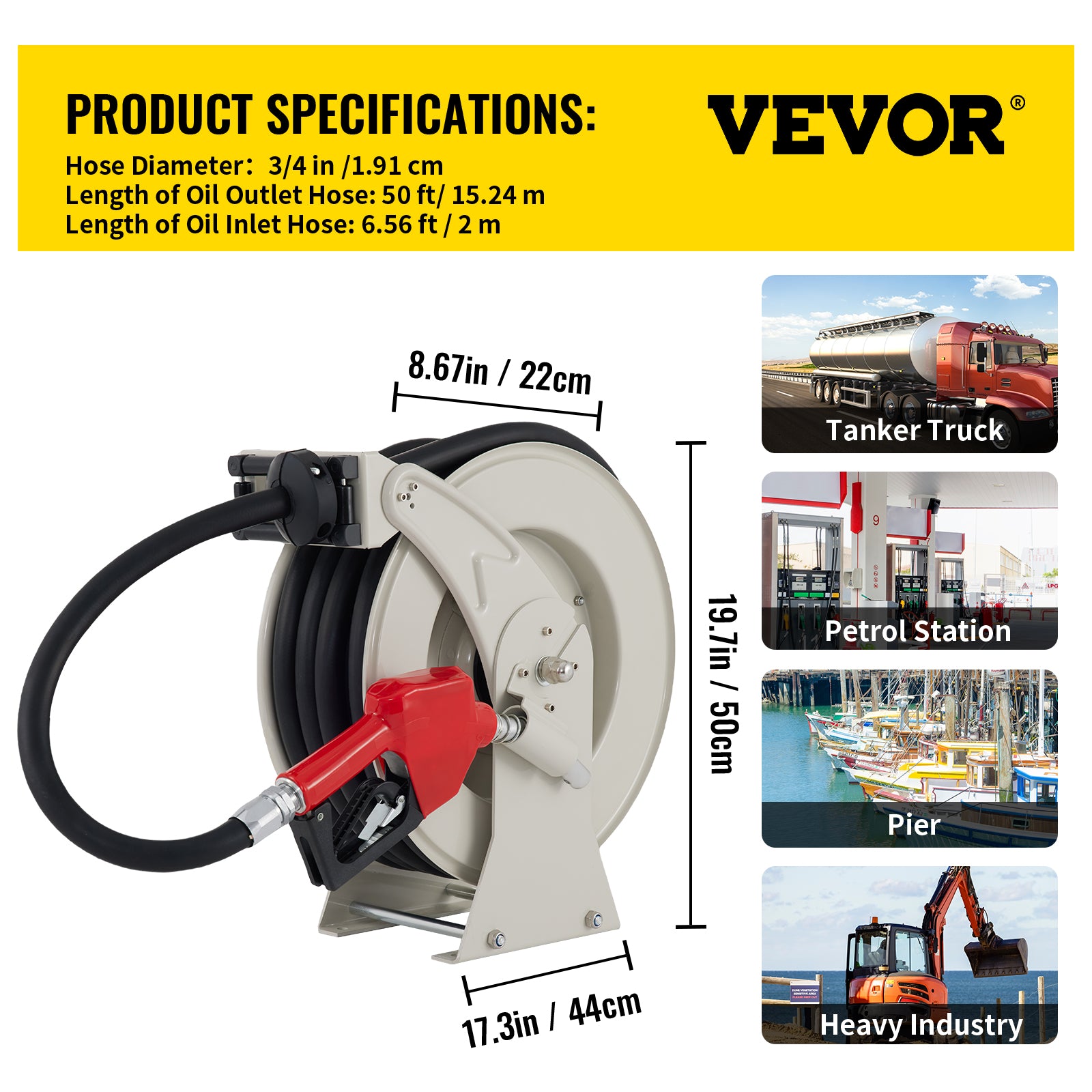 VEVOR Fuel Hose Reel， 3/4