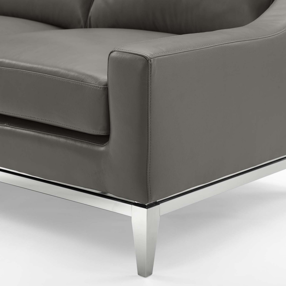 Modern Designer Living Room Lounge Club Lobby Sofa  Leather  Grey Gray   Contemporary   Sofas   by House Bound  Houzz