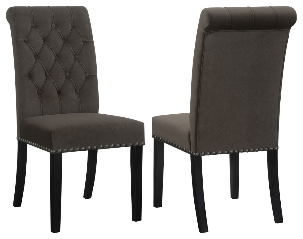 Alana Upholstered Tufted Side Chairs With Nailhead Trim  Set of 2 Side Chair   Modern   Dining Chairs   by Modon  Houzz