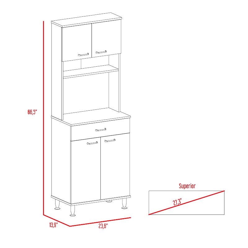 DEPOT E-SHOP Helis 60 Pantry Double Door Cabinet， One Drawer， Four Legs， Three Shelves ， Black