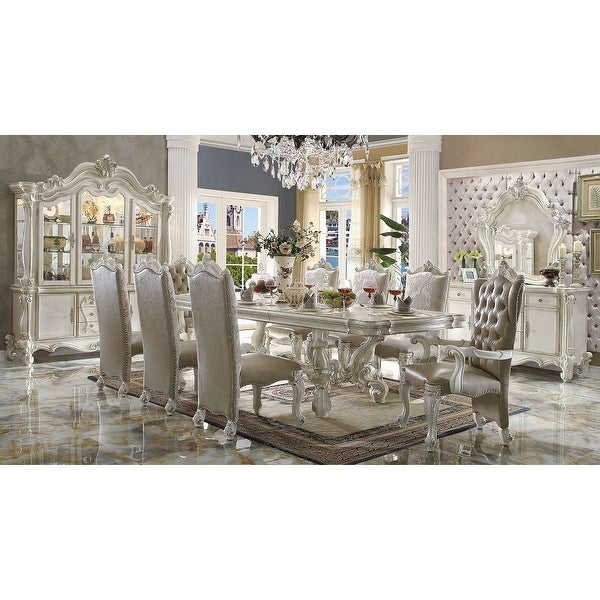 Set of 2 Versailles PU Side Chair in PU/Fabric Bone， White