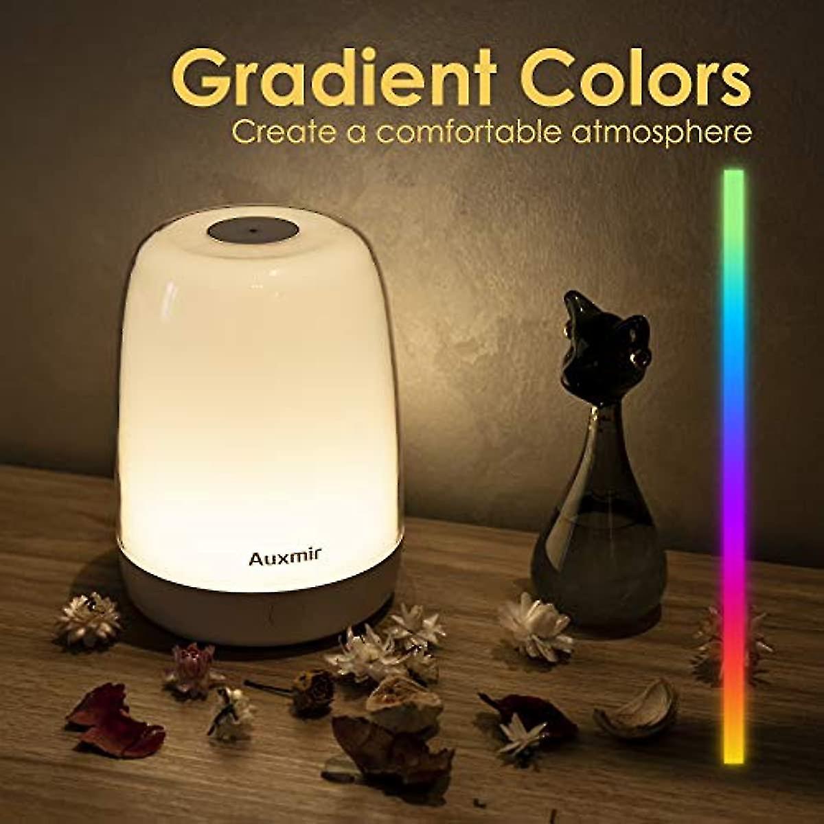 Bedside Table Lamp  Led Touch Night Lamp  Usb Rechargeable  3 Dimmable Warm Lights  5 Colours and Gradient Colors  Portable Night Light For Bedroom  Liv