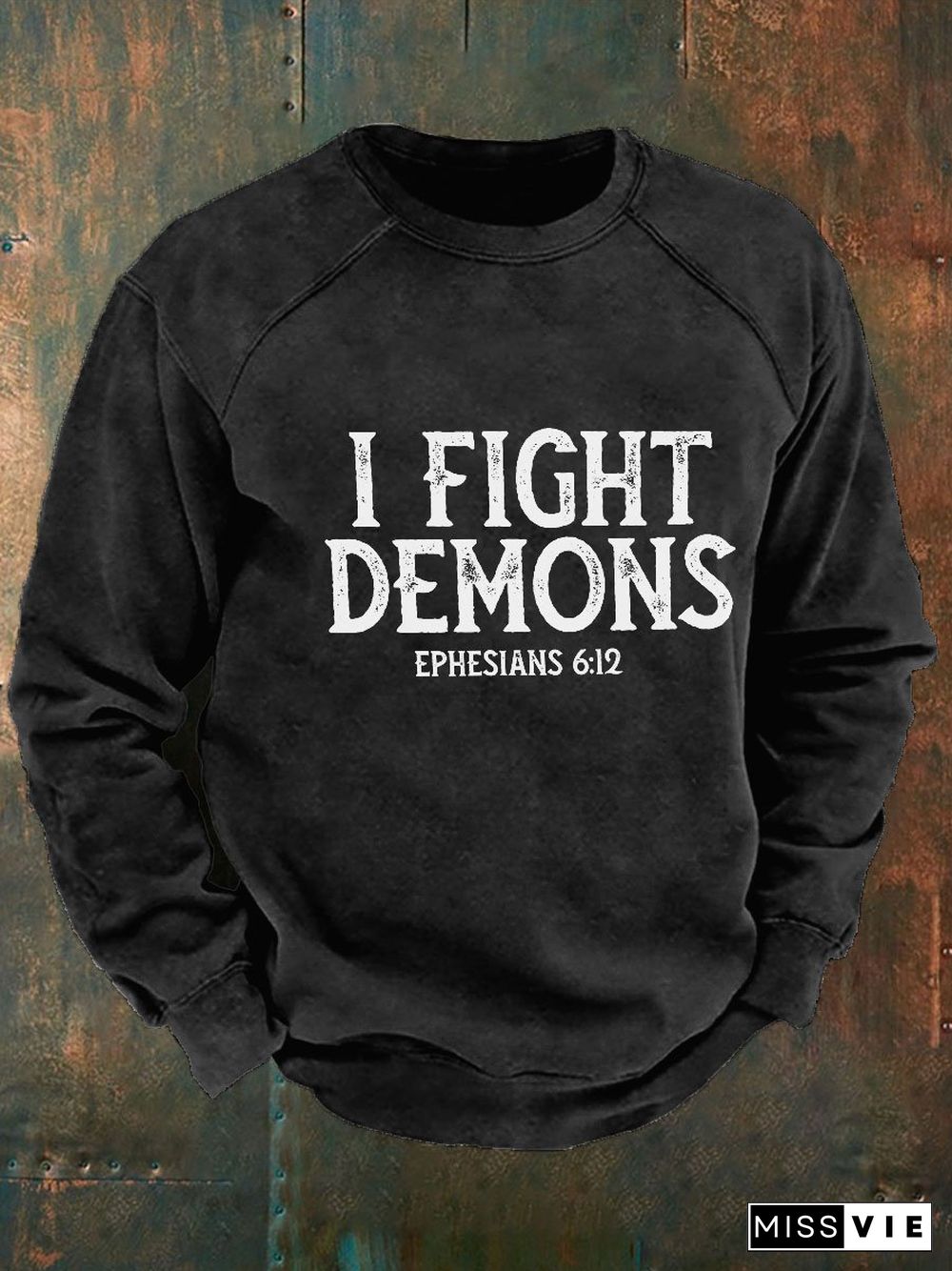 Men's I Fight Demons Halloween Christian Print Long Sleeve Sweatshirt