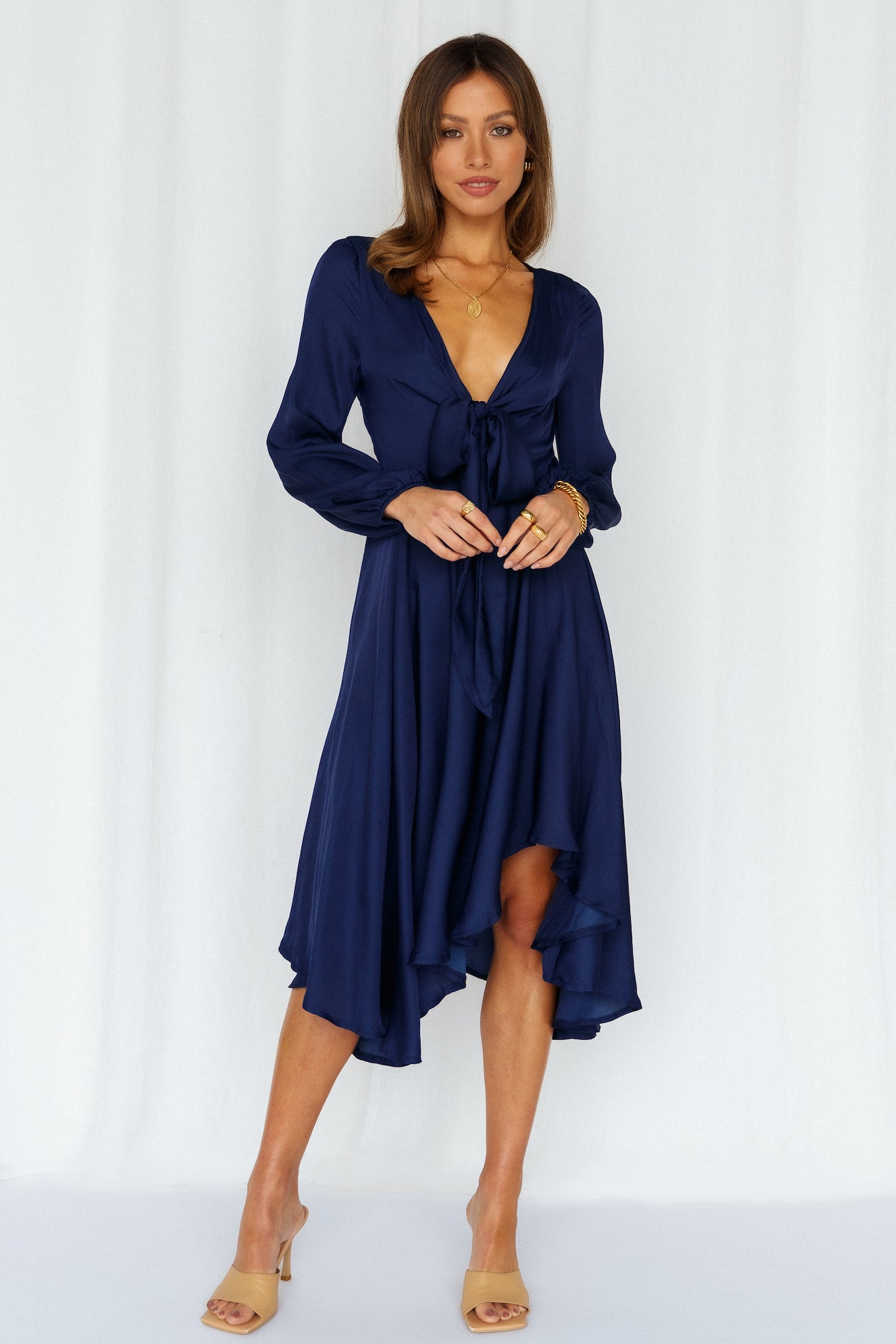 Talk Fast Midi Dress Navy