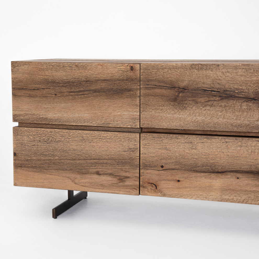 Este Media Console  Rustic Oak Veneer   Rustic   Entertainment Centers And Tv Stands   by Four Hands  Houzz