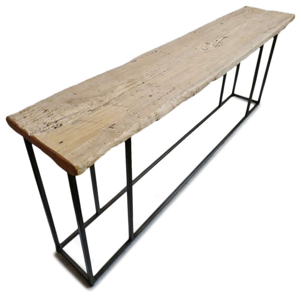 VIntage Raw Plank and Iron Console Table   Industrial   Console Tables   by Design Mix Furniture  Houzz