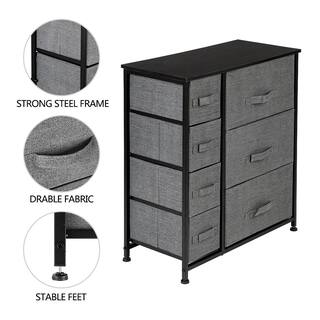 Karl home 11.81 in. W x 28.74 in. H Gray 7-Drawer Fabric Storage Chest with Gray Drawers 302992574508