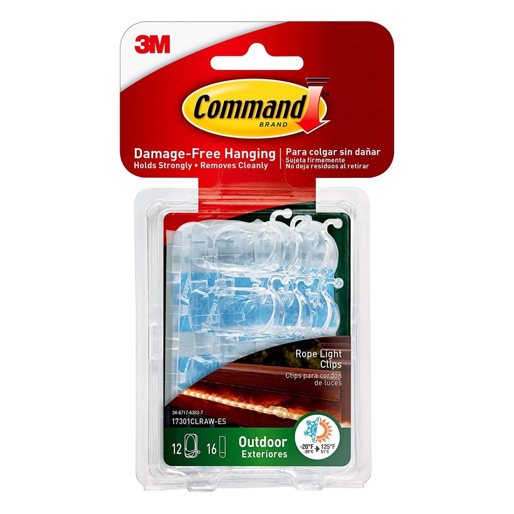 3M Command Small Clear Outdoor Rope Light Clip ;