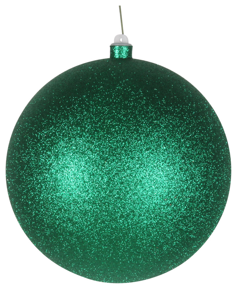 200Mm 8 quotGreen Glitter Ball Ornament With Wire   Contemporary   Christmas Ornaments   by Queens of Christmas  Houzz