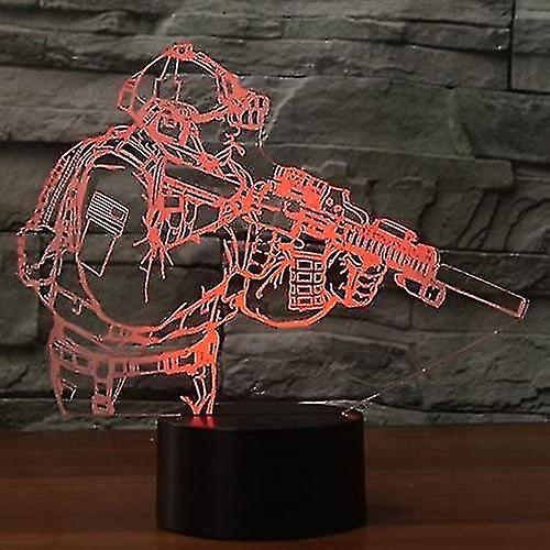 3d Novelty Soldier Night Light Touch Table Desk Optical Illusion Lamps 7 Color Changing Lights Home