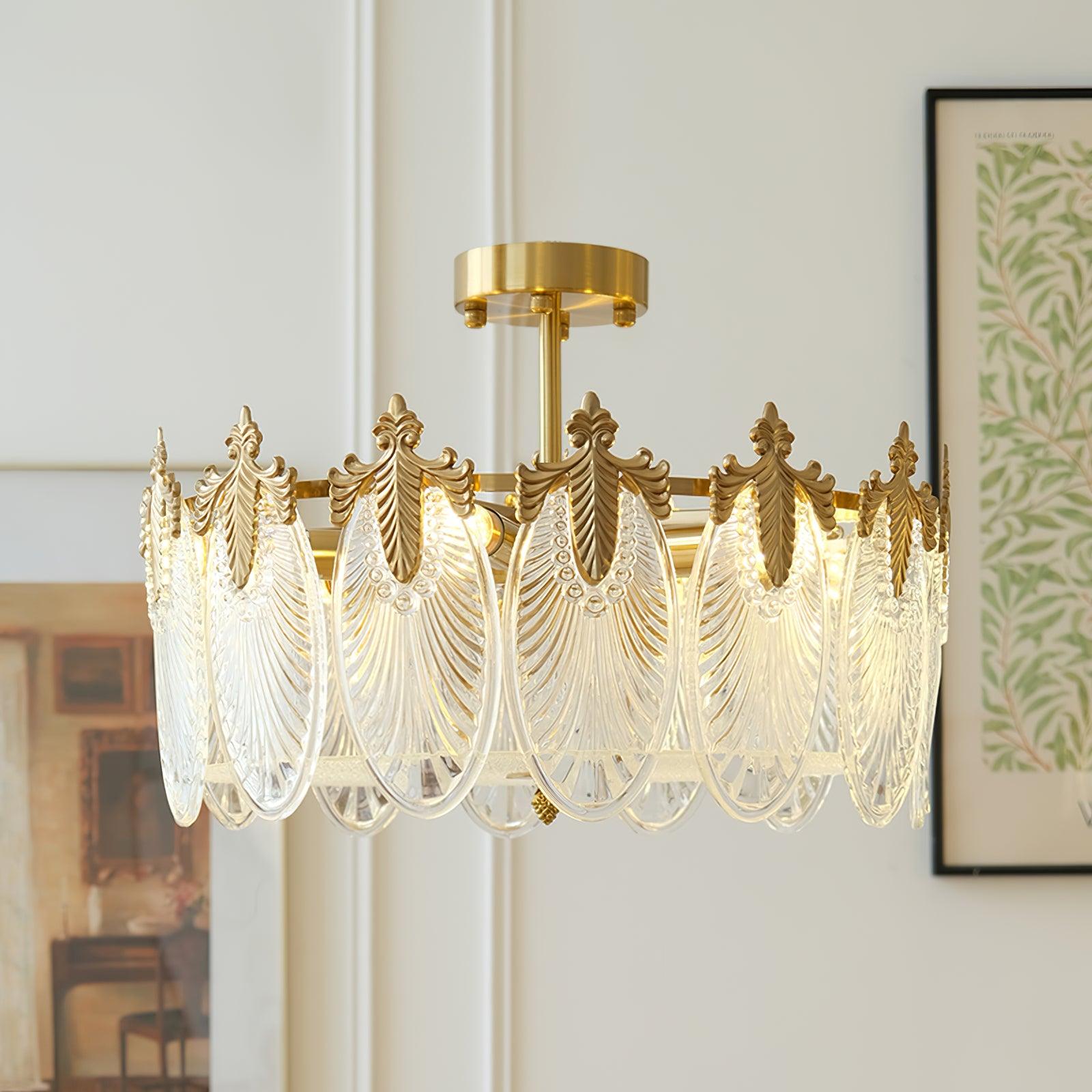 Decorative Pattern Glass Round Chandelier