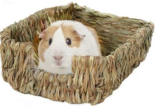 SunGrow Small-Pet Guinea Pig and Chinchilla Natural Chew Comfy Sleeping Basket Grass Bed