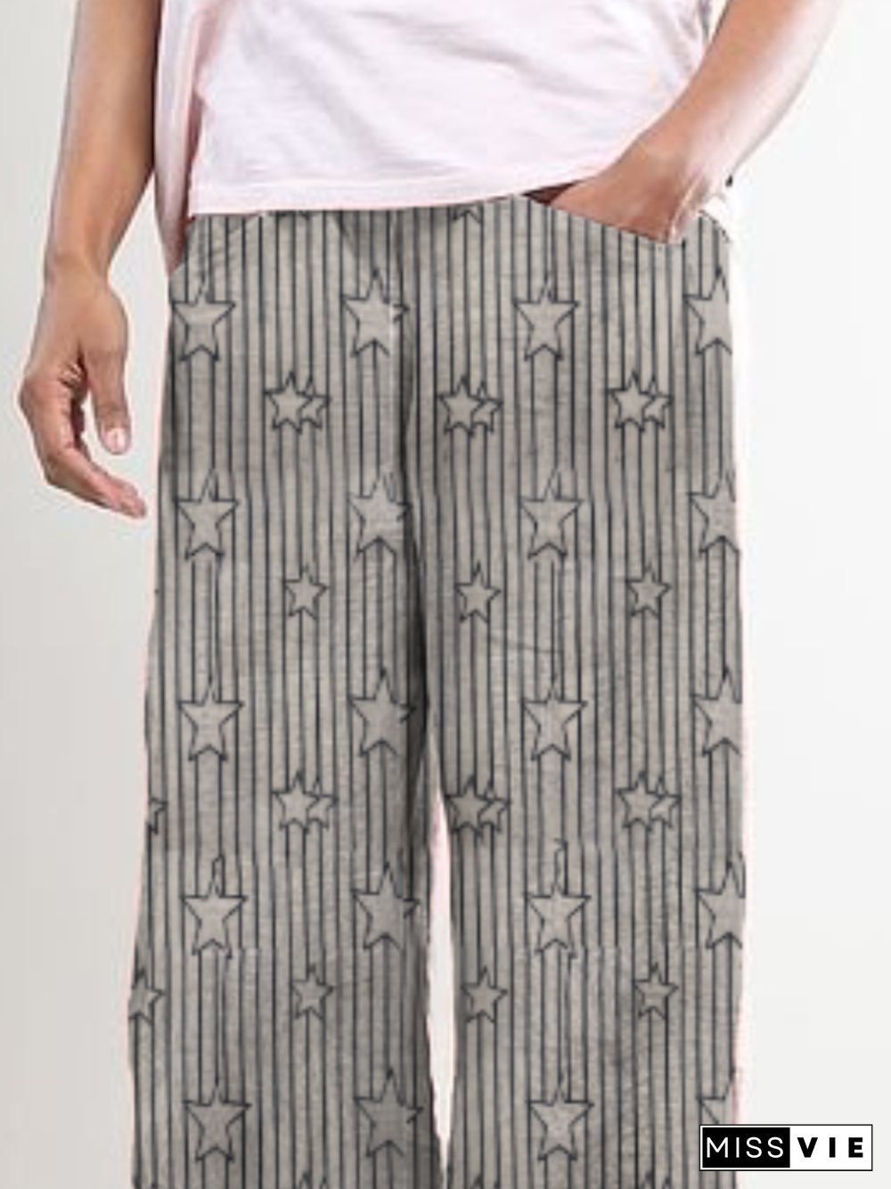 Plus size Star Casual Stripes Pants