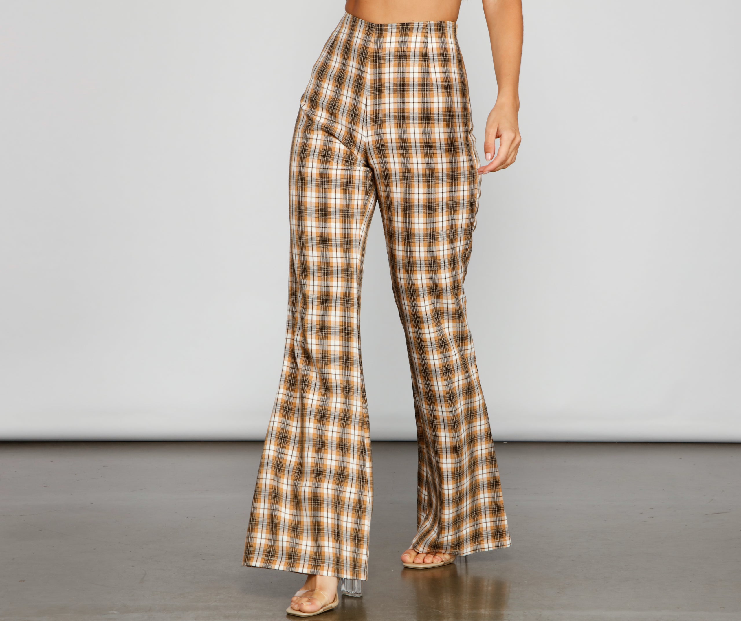 Bring The Flare Plaid Pants