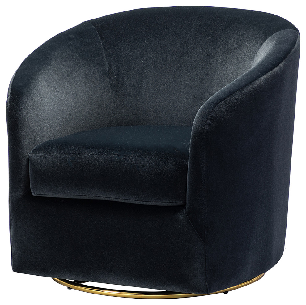 Upholstered Accent Comfy Swivel Chair With Metal Base   Contemporary   Armchairs And Accent Chairs   by Karat Home  Houzz