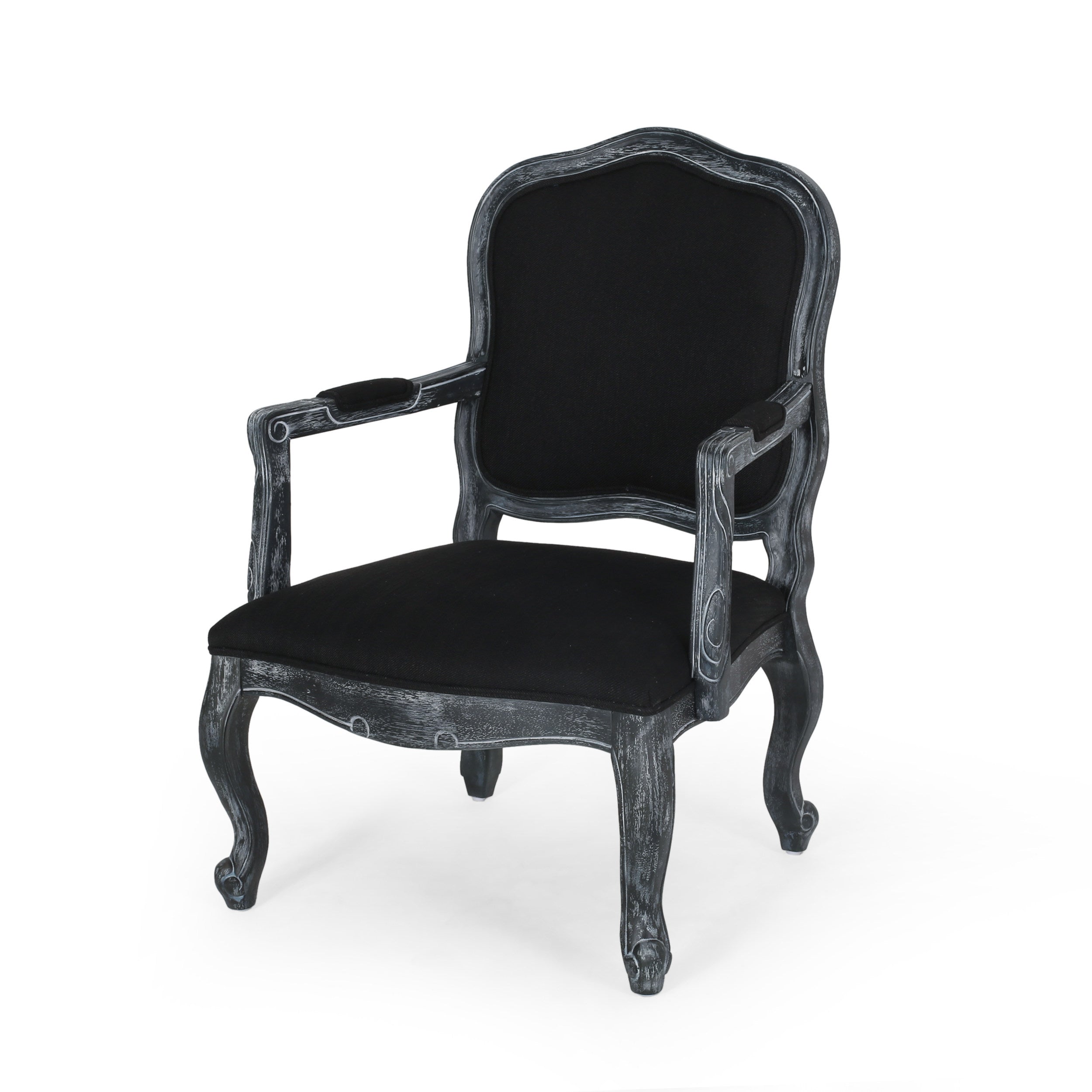 Stene French Country Wood Upholstered Dining Armchair