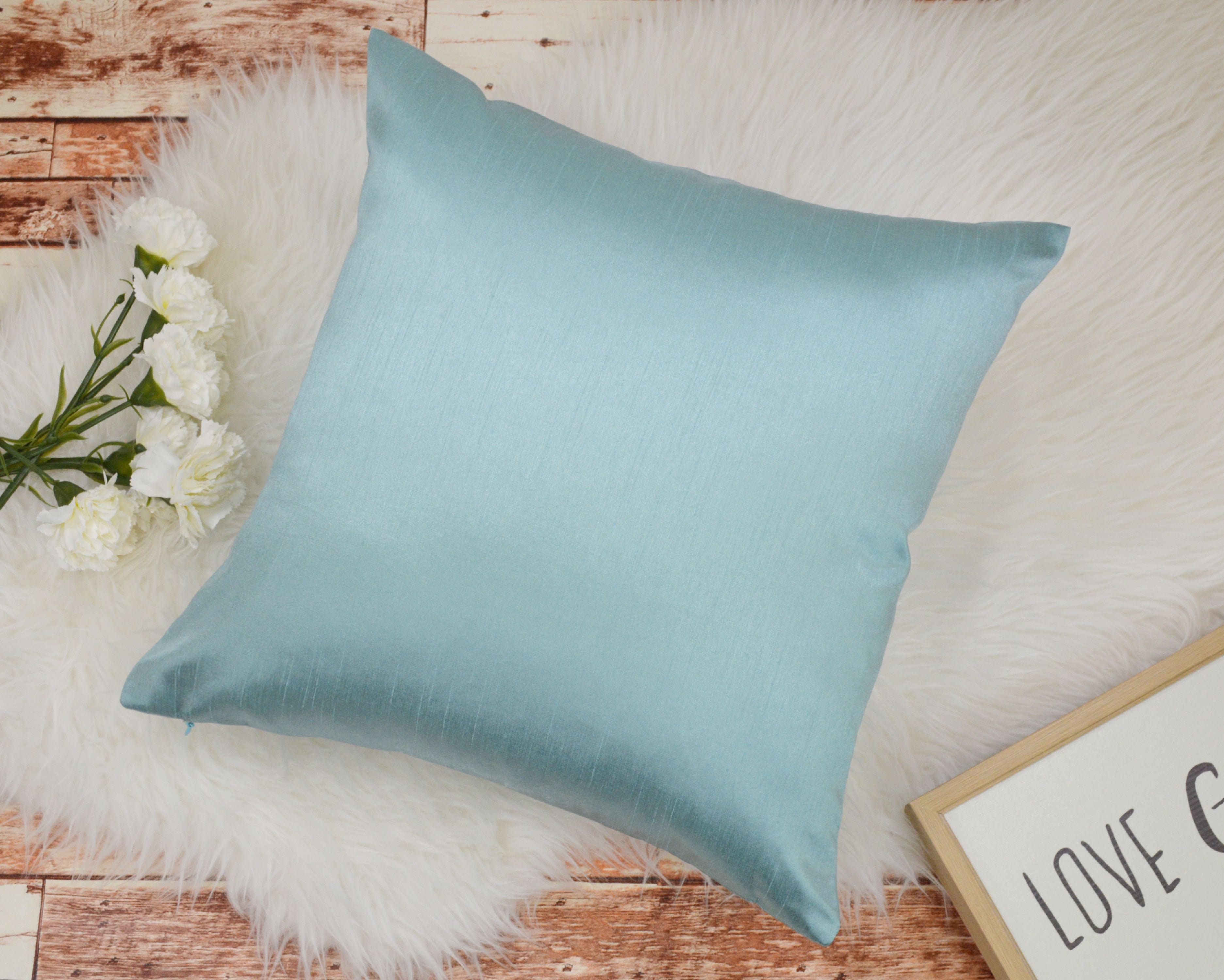 Aiking Home Solid Faux Silk Decorative Throw Pillow COVER 20 by 20 - Aqua