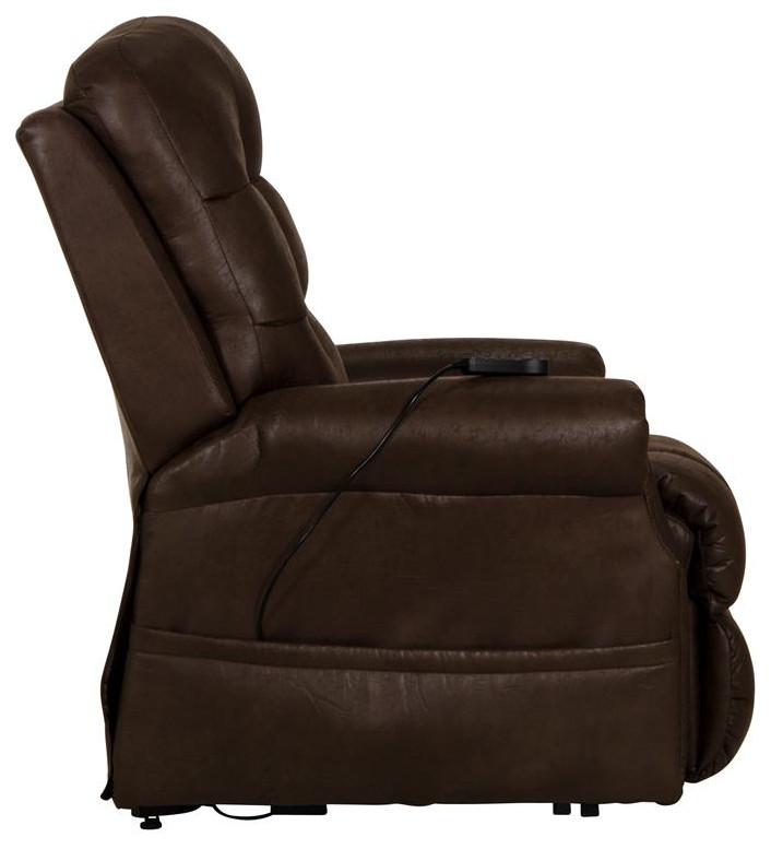 David Power Lift Recliner with Heat and Massage in Chocolate Brown Fabric   Transitional   Recliner Chairs   by Homesquare  Houzz