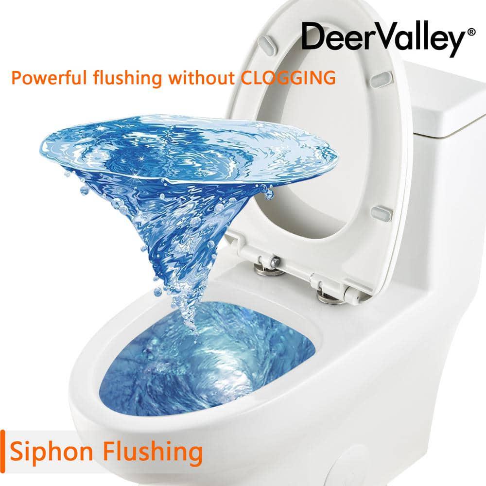 DEERVALLEY DeerValley Ally 12 in Rough in Size 1Piece 08128 GPF Dual Flush Elongated Toilet in White Seat Included