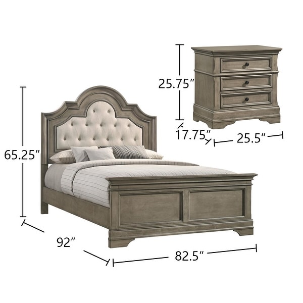 Wooden California King Bedroom Set in Wheat and Beige - - 36135680